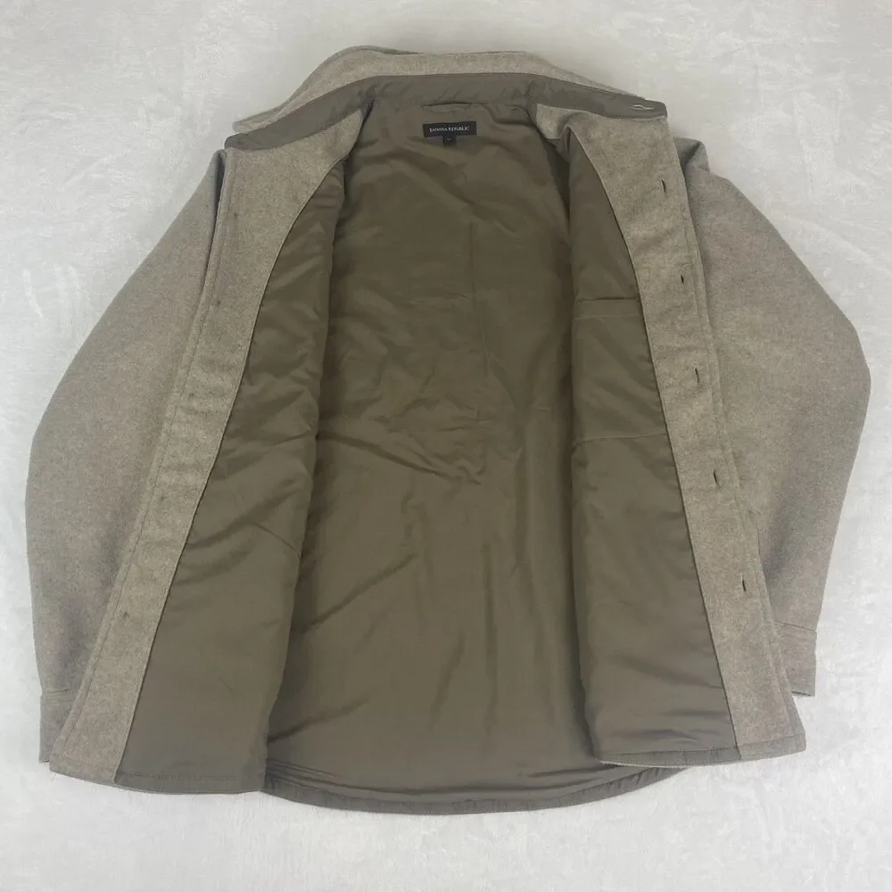 Banana Republic Bonded Shirt Jacket Shacket Mens Medium Tan Button Up Casual